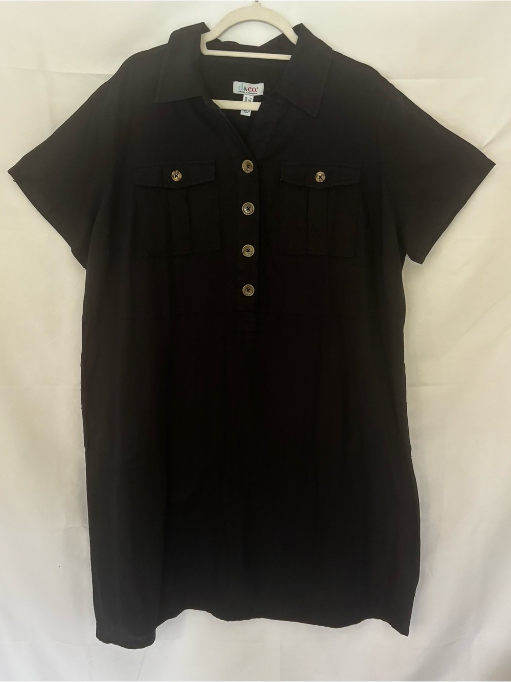 Denim & Co. Black Collared Shirt Dress Size 1X
